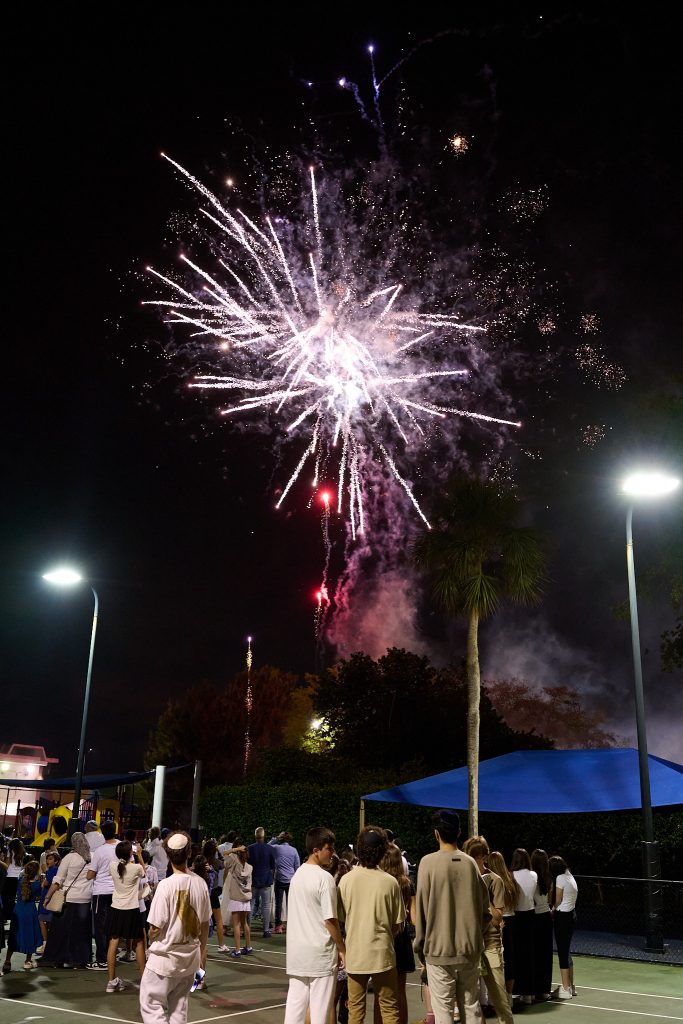 Fireworks lighting up the night sky during an event.