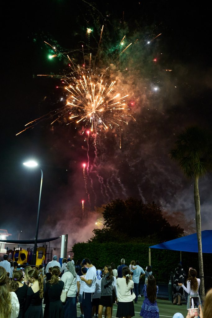 Fireworks lighting up the night sky during an event.